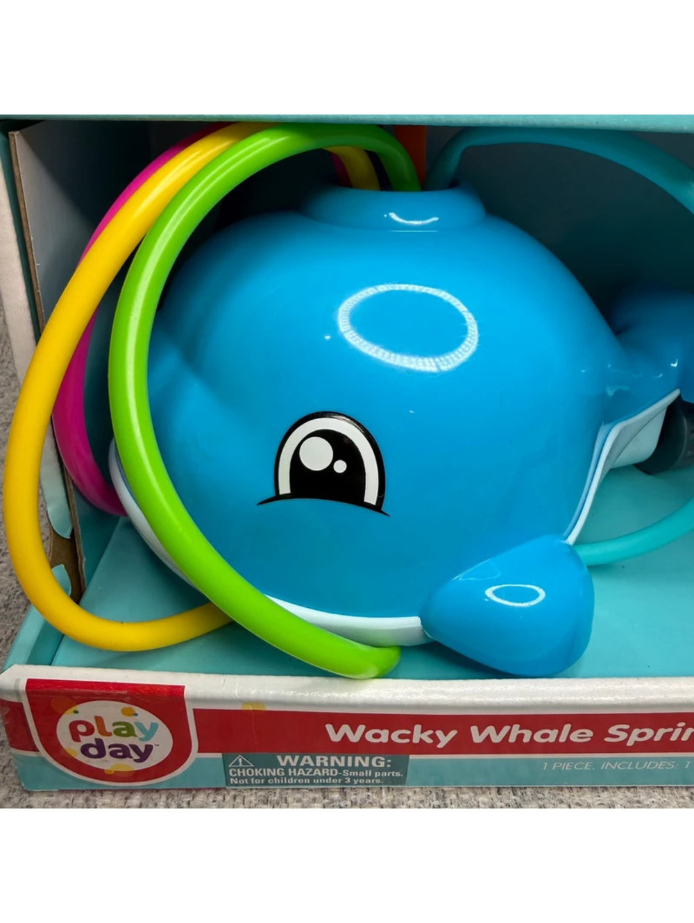New Play Day Wacky Whale Sprinkler Kids Outdoor Water Toy Sprays 15-30 Feet